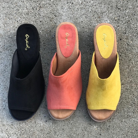 1 Left! Qupid Coral Suede Slide In Heel Mule 5.5 - Picture 4 of 8